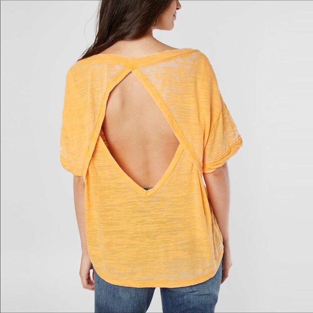Free People Bright Mango Open Back Top - Picture 2 of 6